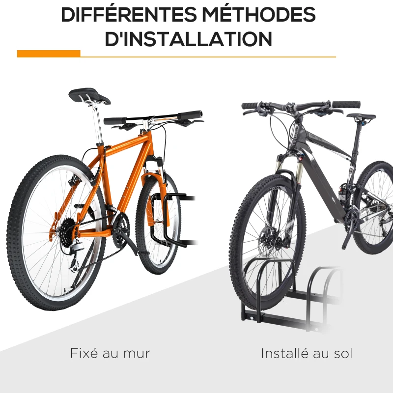 HOMCOM 4-Bike Floor Parking Stand Parking Rack, 95Lx33Wx27H cm, Steel-Black
