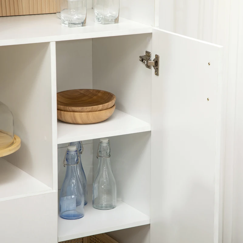 HOMCOM Mobile Dispensa Alto in Truciolato con 6 Armadietti e 2 Ripiani Aperti, 100x40x180 cm, Bianco