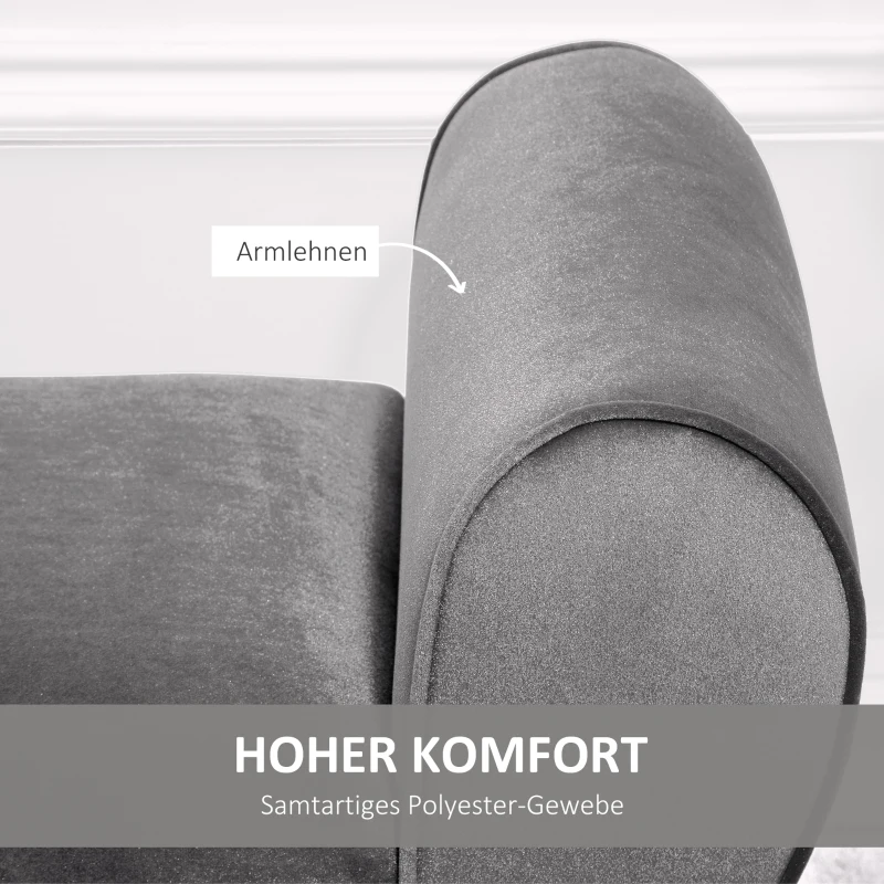 HOMCOM bank gestoffeerde bank met opbergruimte armleuningen borstbank moderne gang slaapkamer woonkamer fluweelzacht polyester rubber hout grijs 118 x 42 x 66 cm