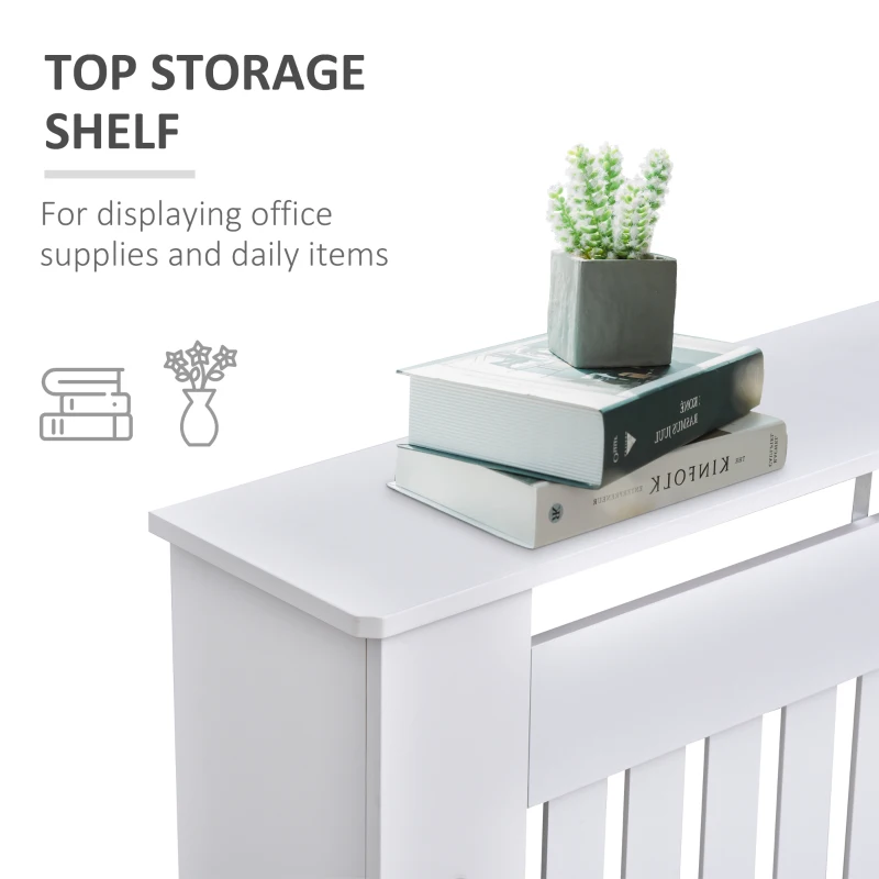 HOMCOM Slatted Radiator Cover, Painted Slim Cabinet for Radiator, Grill MDF,12L x 19W x 81H cm