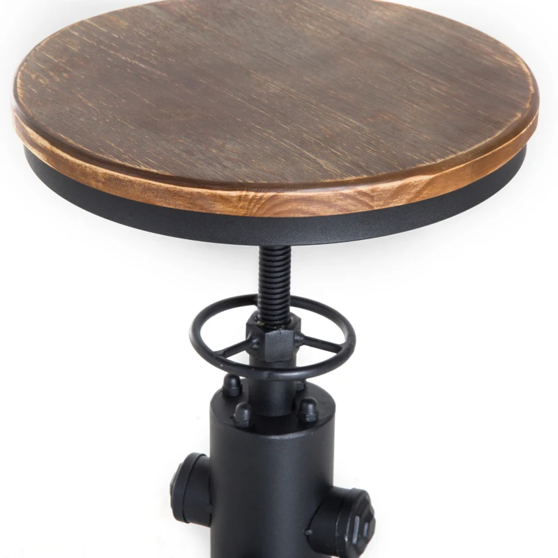 HOMCOM Bar stool Swivel Chair Dining Wooden Top Adjustable W/Footrest Pine Wood Steel Brown