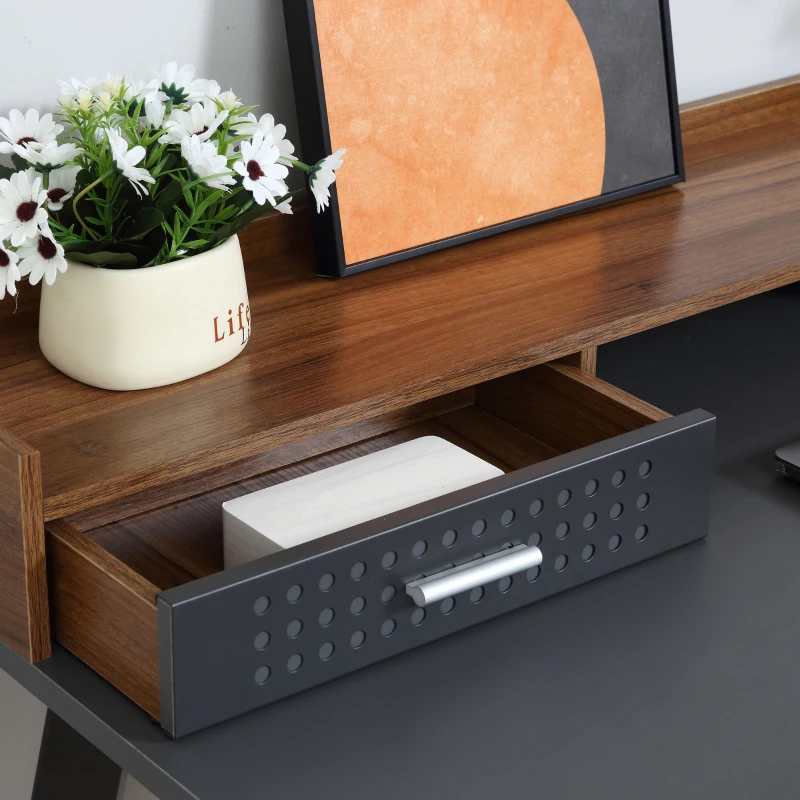 HOMCOM Student Desk for Bedroom w/Hutch 1 Drawer workstation Brown and Black