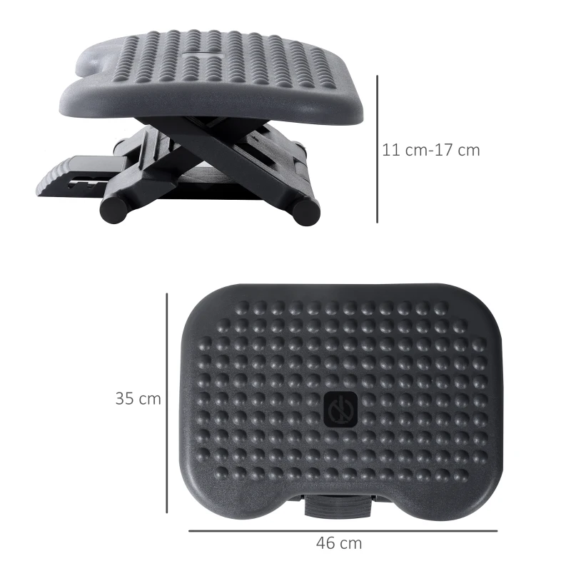 HomCom Suport de Picioare Standard pntru Birou cu Înălțime și Înclinare Reglabile, 46x35x11-17cm