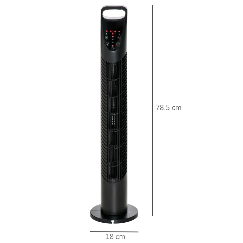 HOMCOM Ventilator Reglabil Oscilant cu 3 niveluri de viteza si Telecomanda de control de la distanta, Ф18x78.5cm Negru