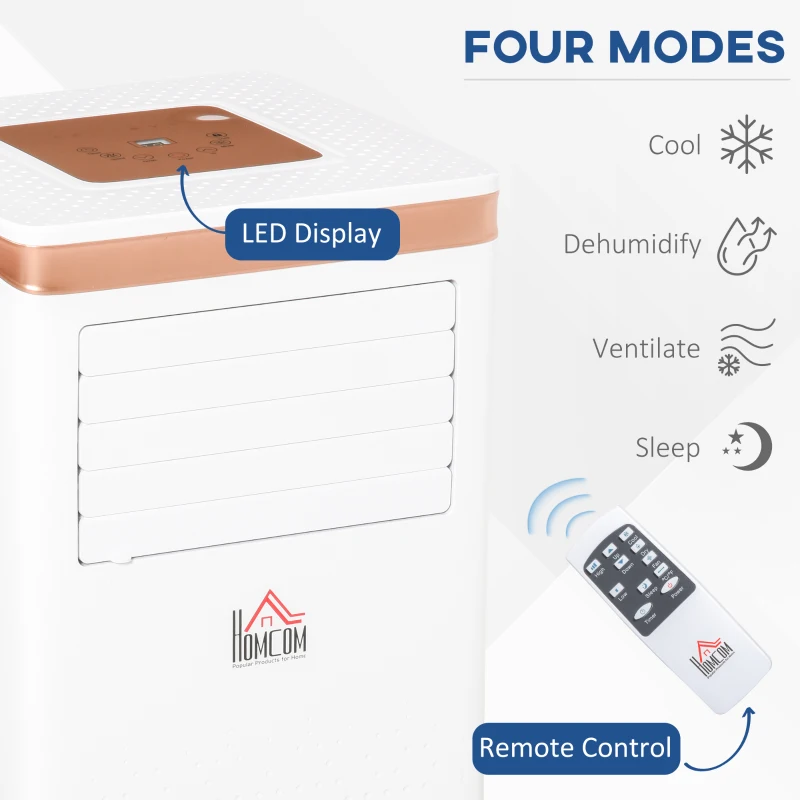 HOMCOM Conditionator portabil si Dezumidificator cu Telecomanda Timer 24H, 2 Viteze