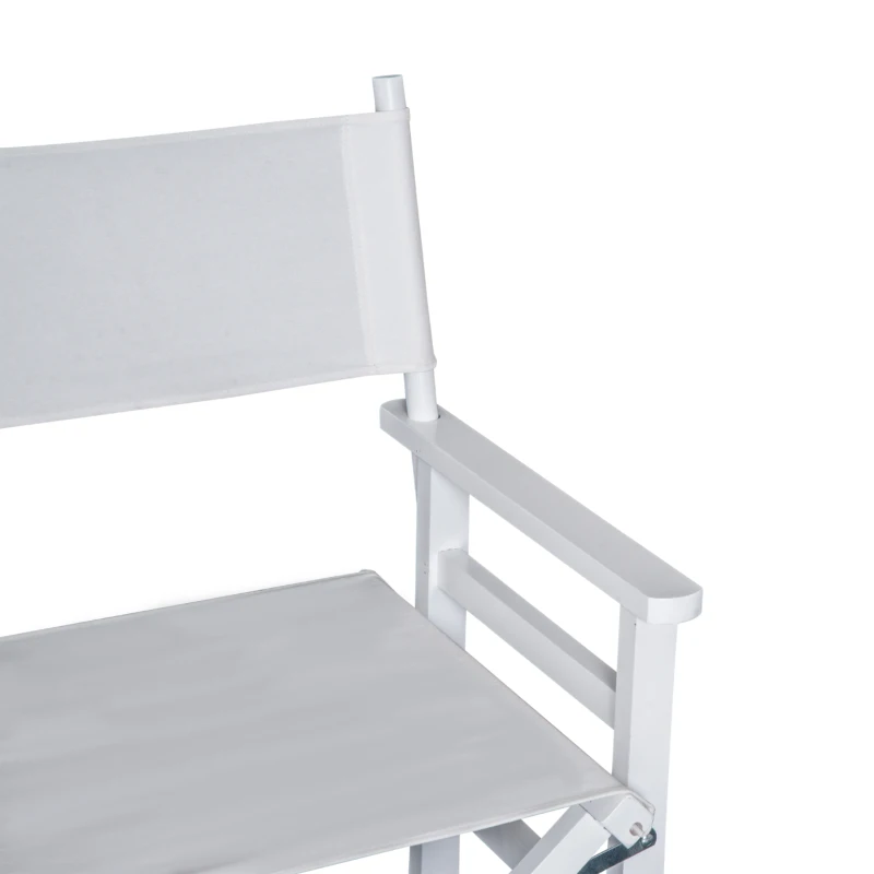 Homcom Scaun de Regizor Rabatabil Fabricat din Lemn de Oxford Alb 56x46x88cm