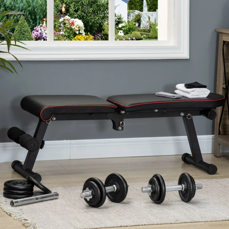 HOMCOM Dumbbell, Barbell, 2-in-1, 20 kg, 8 weight plates, rust-free, Iron, black, 95 x 16 x 16Hcm