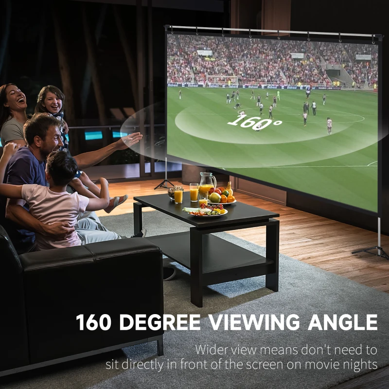 HOMCOM 120 inch Projector Screen and Stand, Portable Front & Rear Projection Screen, 4K HD 16:9 Screen for Outdoor and Indoor, Home Theater, Presentation