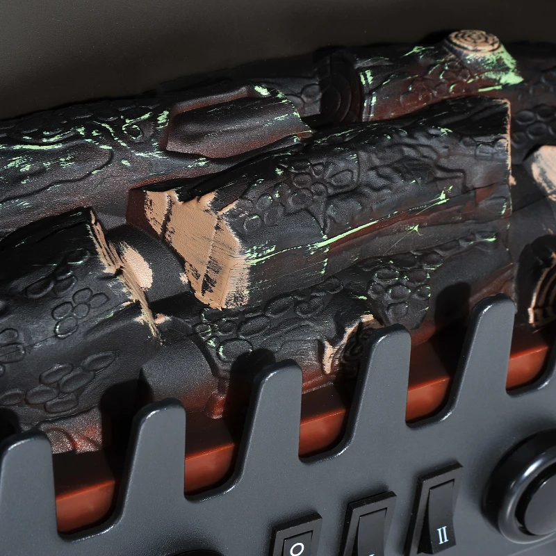 HOMCOM Lareira Elétrica com Efeito de Chama Realista Potência 900W/1800W para Ambientes entre 18-24m² 36x25,5x41,5cm Preto