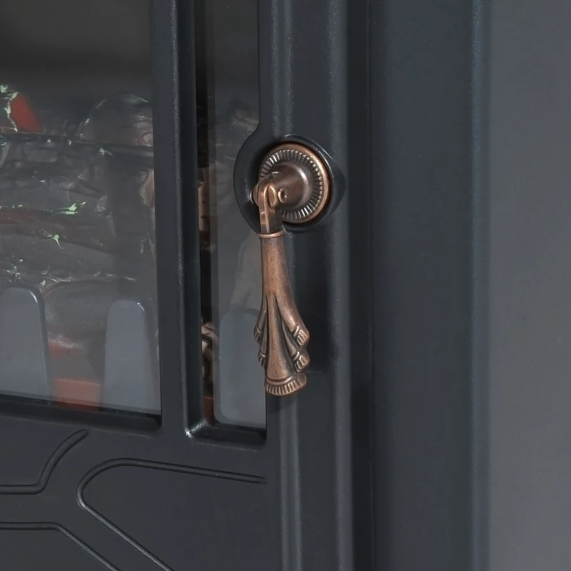 HOMCOM Lareira Elétrica com Efeito de Chama Realista Potência 900W/1800W para Ambientes entre 18-24m² 36x25,5x41,5cm Preto