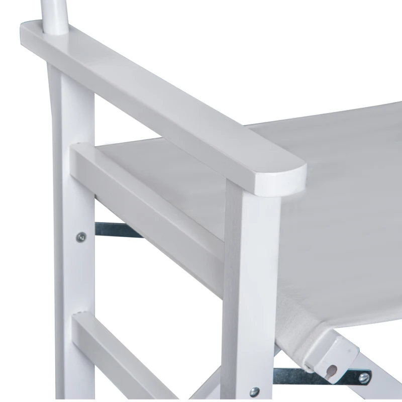 Homcom Scaun de Regizor Rabatabil Fabricat din Lemn de Oxford Alb 56x46x88cm