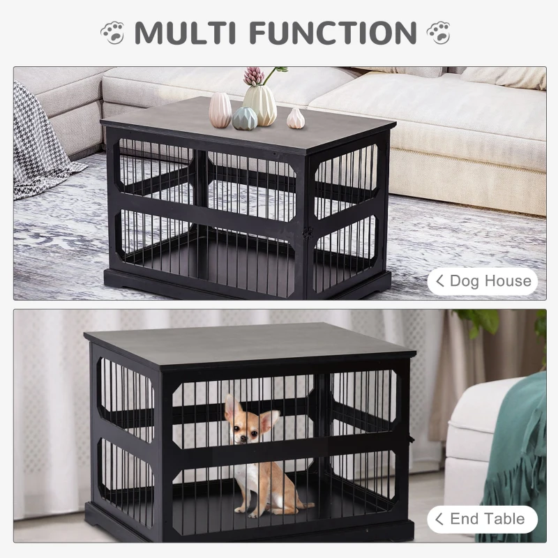 PawHut Cusca Eleganta Marimea Small-Medium pentru Caini din MDF si Plasa metalica 55 x 90 x 60 cm