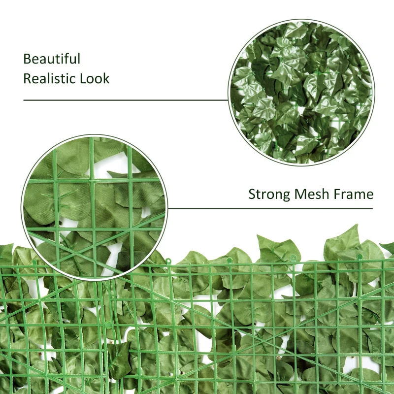 Outsunny Gard verde sintetic pentru balcon si gradina, gard viu artificial cu frunze verde inchis 240x100 cm, verde inchis