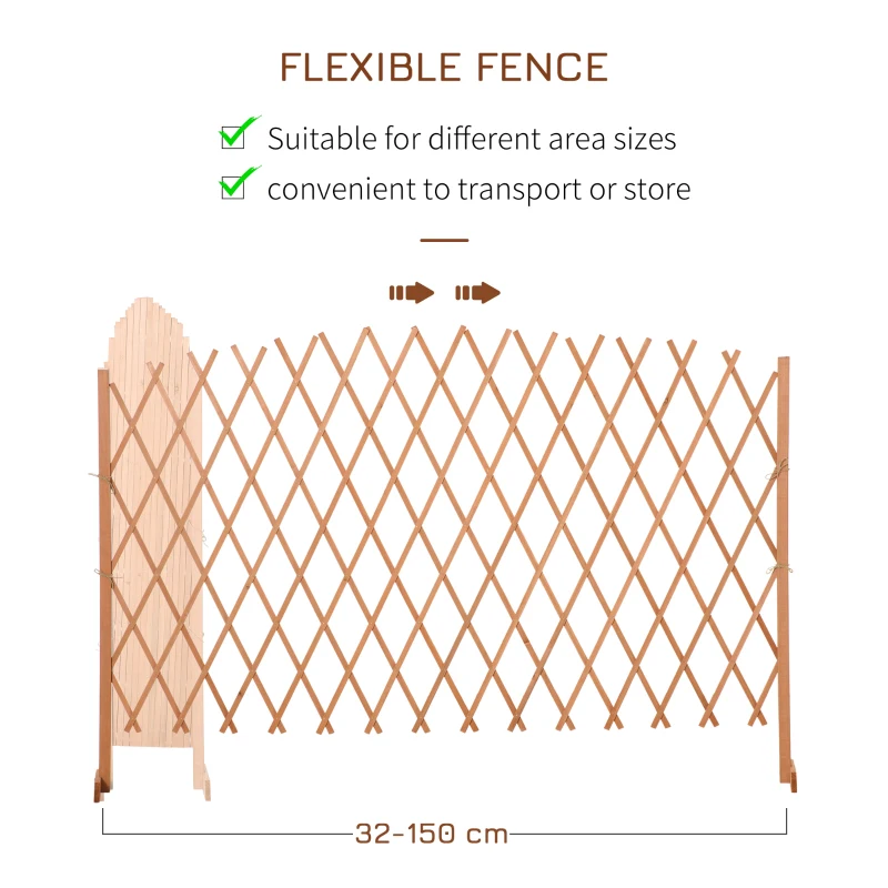 Outsunny Set de 2 garduri de gradina extensibile din lemn, gard de gradina pentru exterior, 150x30x148 cm, portocaliu