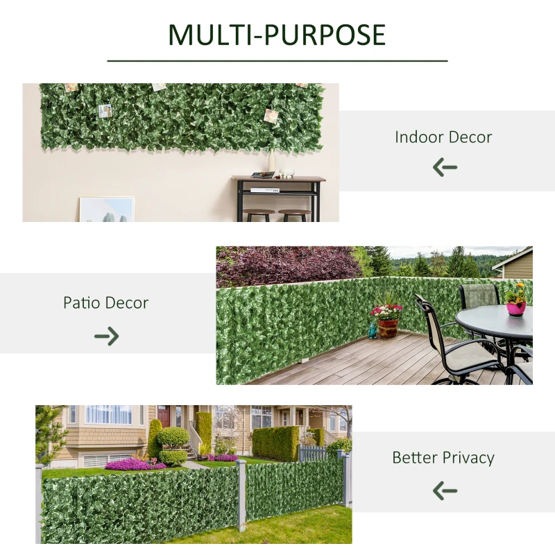 Outsunny Gard verde sintetic pentru balcon si gradina, gard viu artificial cu frunze verde inchis 240x100 cm, verde inchis