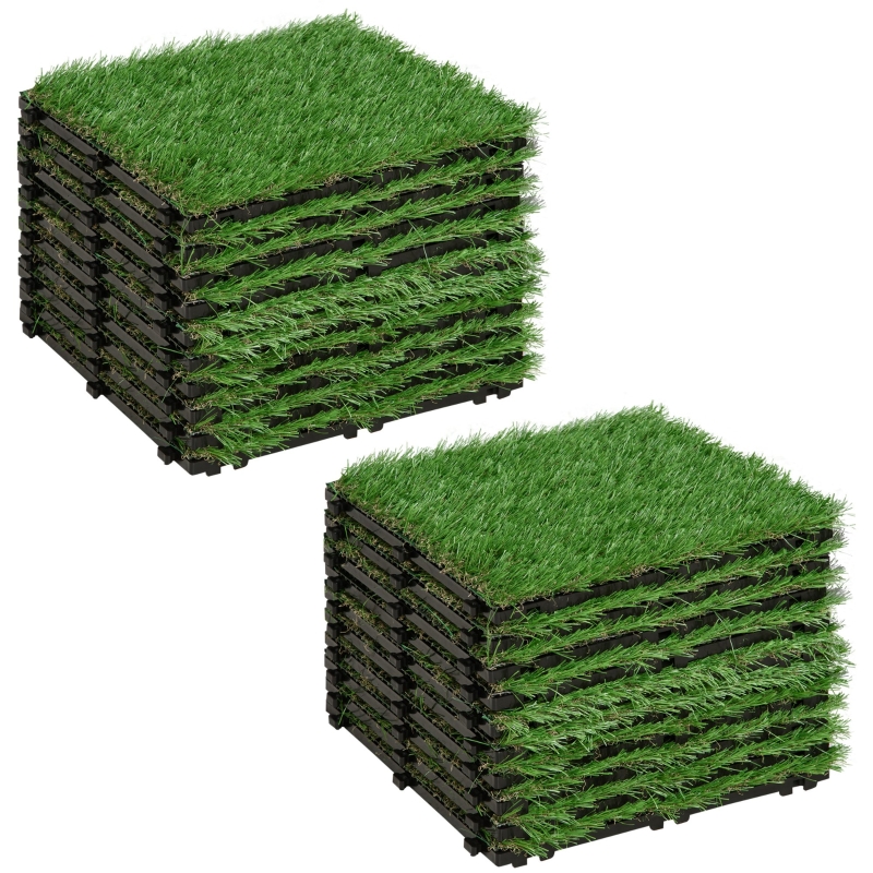 Outsunny Set de 20 de placi de iarba sintetica PE si PP pentru interior si exterior pentru gradina verde