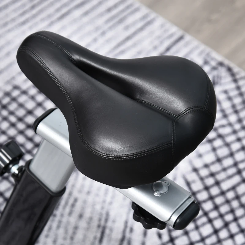 HOMCOM Fahrradtrainer, höhenverstellbare Sitz & Lenker, digitale Anzeige, Handyhalterung, schwarz+rot, 47 x 120 x 117cm