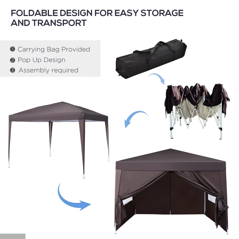 Outsunny Pop Up Gazebo Marquee, size (3m x3m)-Coffee
