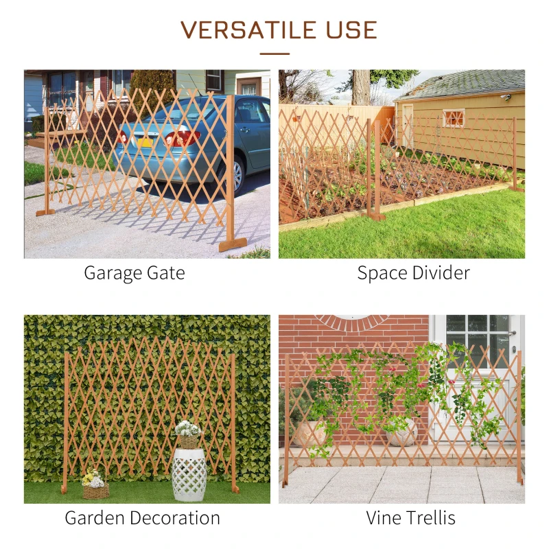 Outsunny Set de 2 garduri de gradina extensibile din lemn, gard de gradina pentru exterior, 150x30x148 cm, portocaliu