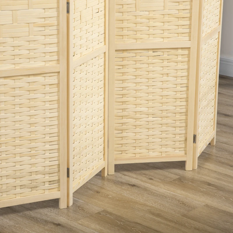 HOMCOM Separator de interior din lemn si bambus, perete de separare pliabil pentru casa si birou, inaltime 170 cm, maro