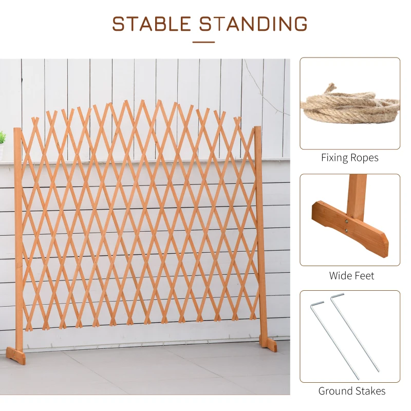 Outsunny Set de 2 garduri de gradina extensibile din lemn, gard de gradina pentru exterior, 150x30x148 cm, portocaliu