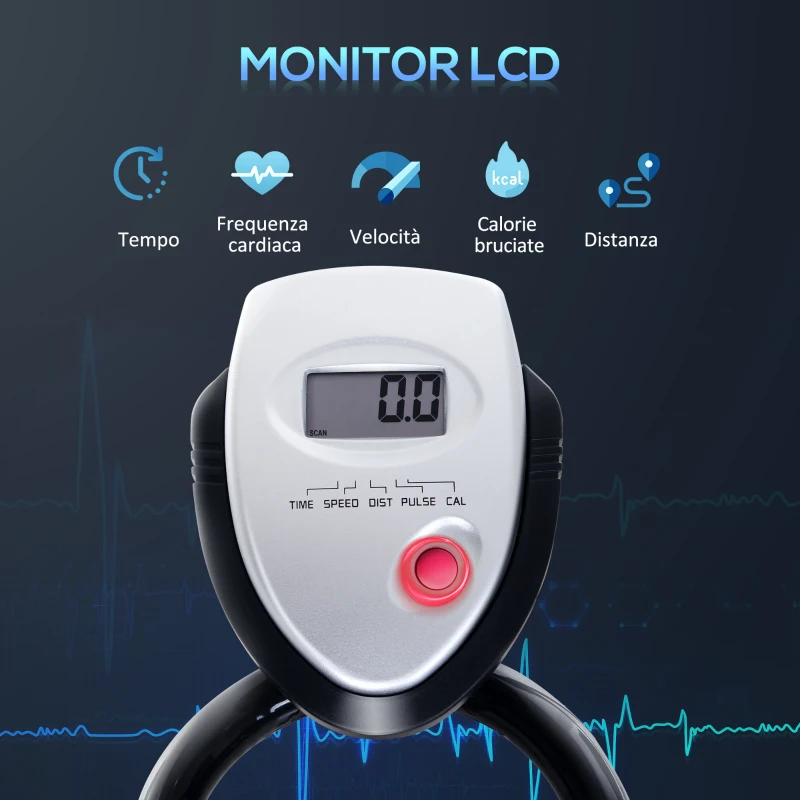HOMCOM Cyclette Professionale con Schermo LCD, Volano 10kg e Resistenza Magnetica Regolabile, Nera e Gialla