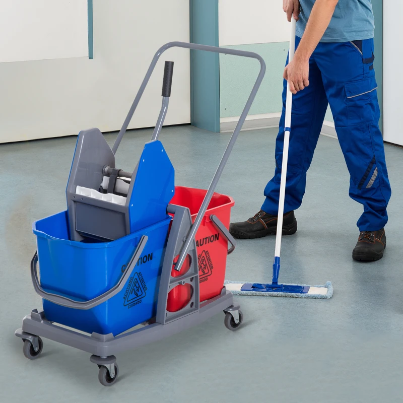 Homcom Carucior Profesional Curatenie – 2 Galeti