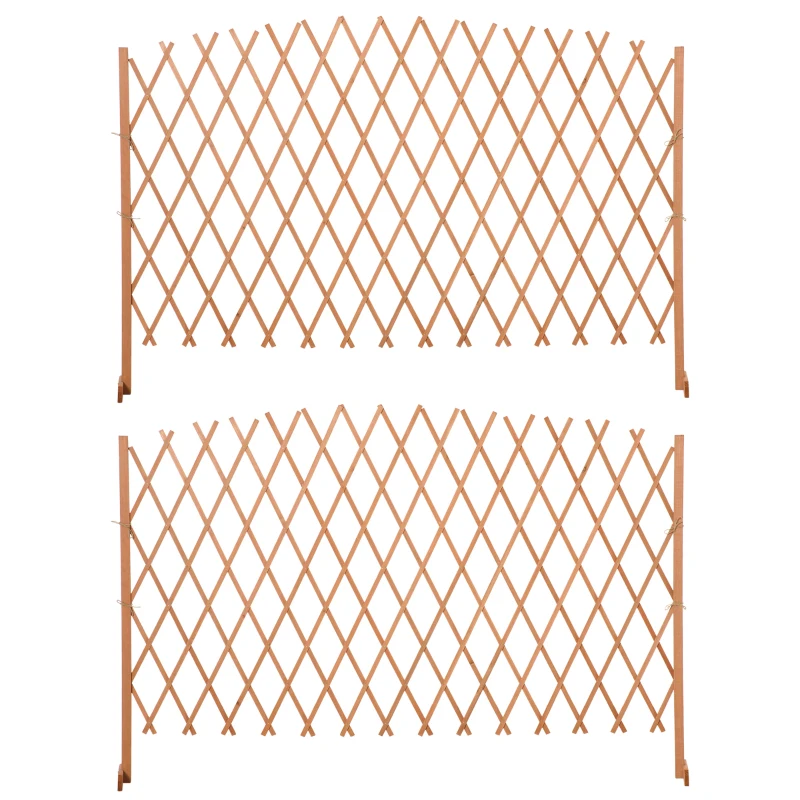 Outsunny Set de 2 garduri de gradina extensibile din lemn, gard de gradina pentru exterior, 150x30x148 cm, portocaliu