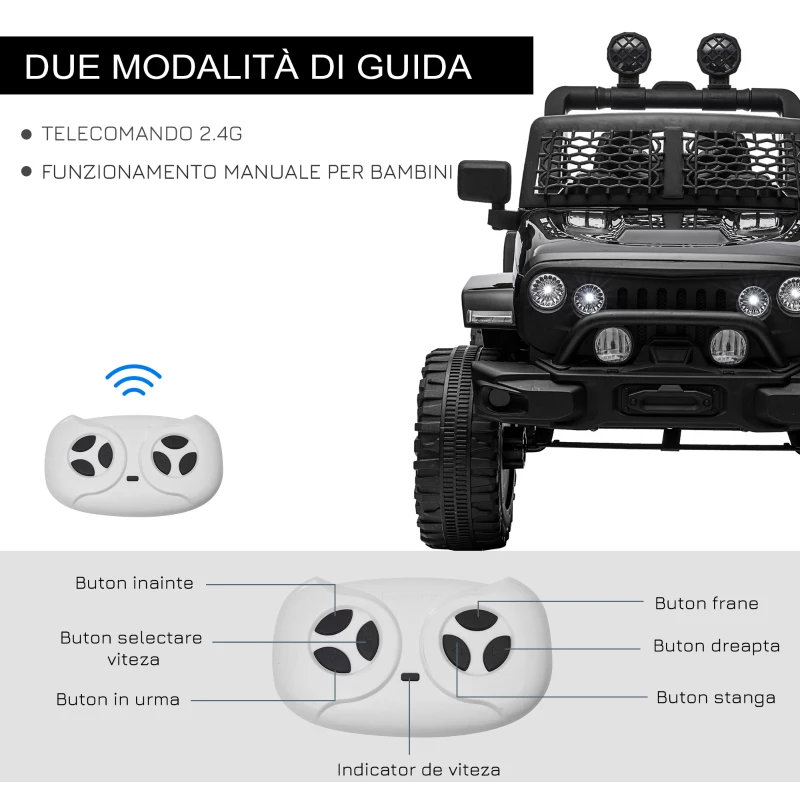 HOMCOM Masina Electrica 12V – Copii cu Telecomanda si Faruri(m-6)