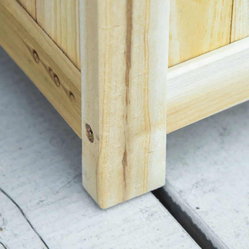 Outsunny Set de 2 ghivece pliabile din lemn pentru exterior, gradina de legume pentru balcoane in cutie pliabila cu baza de drenaj, 70x30x25 cm, culoare lemn