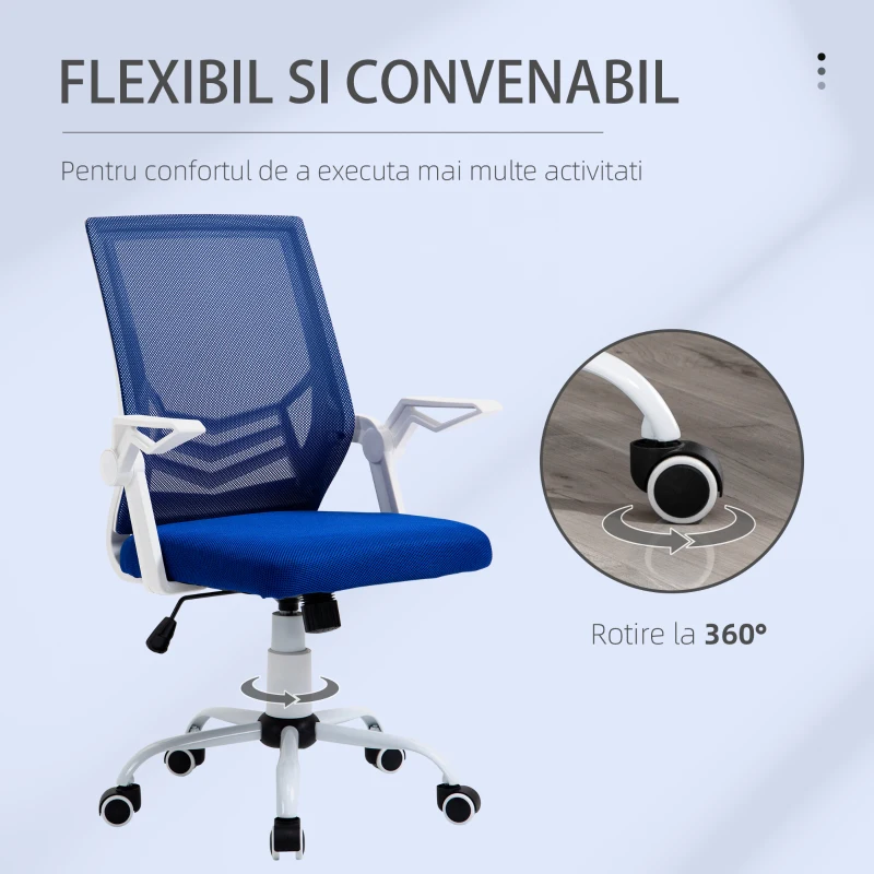Vinsetto Scaun de Birou Ergonomic cu Suport Lombar din Tesatura Albastra