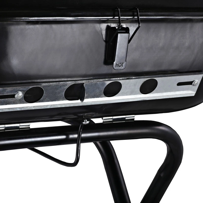 Outsunny Barbecue in Acciaio con 2 Ruote, Coperchio, Ventola Controllo Calore, Gambe Pieghevoli | Nero | 57x70x86cm