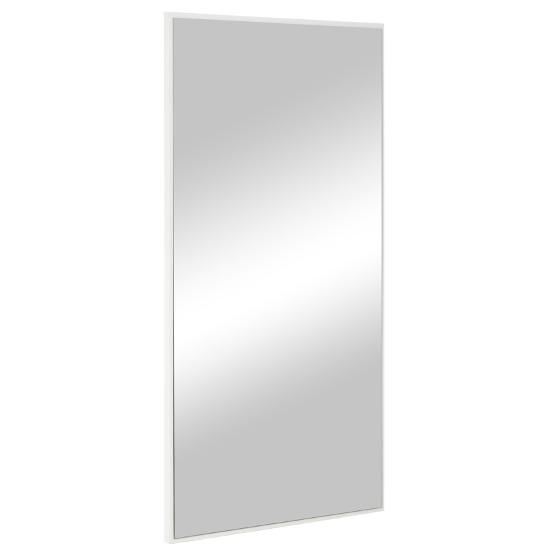 kleankin Oglinda de baie dreptunghiulara din placi aglomerate si sticla cu design de perete, 104x60 cm, alb si argintiu