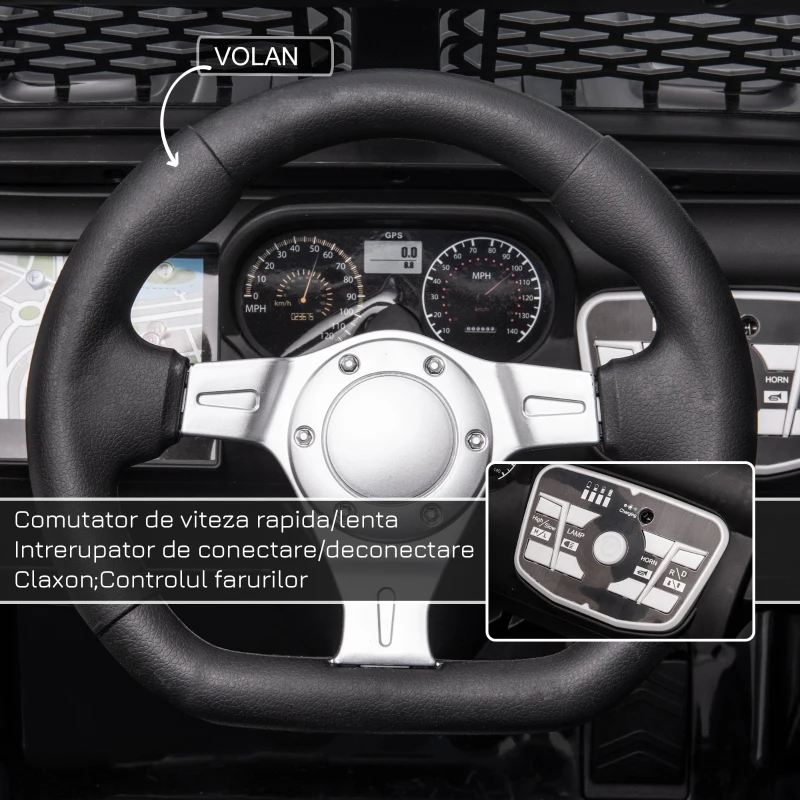 HOMCOM Masina Electrica 12V – Copii cu Telecomanda si Faruri(m-5)
