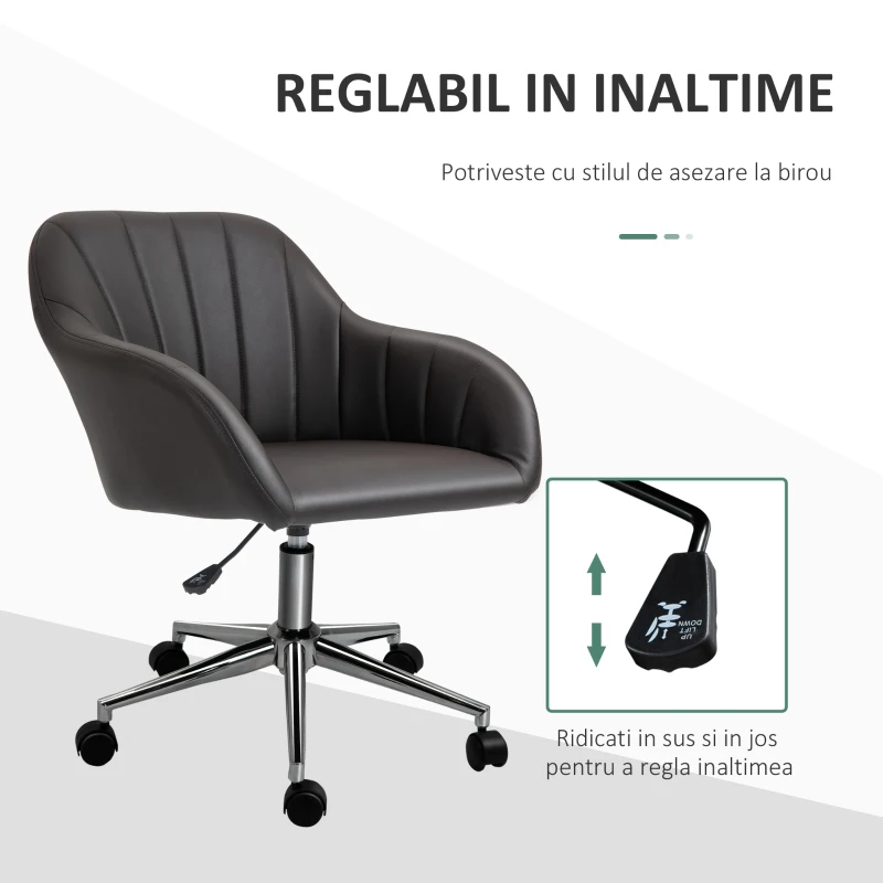 Vinsetto Scaun de Birou Ergonomic din Piele Ecologica cu Înaltime Ajustabila si Rotativ