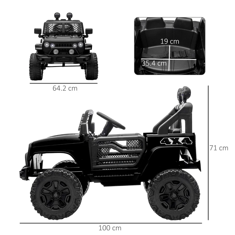 HOMCOM Masina Electrica 12V – Copii cu Telecomanda si Faruri(m-3)