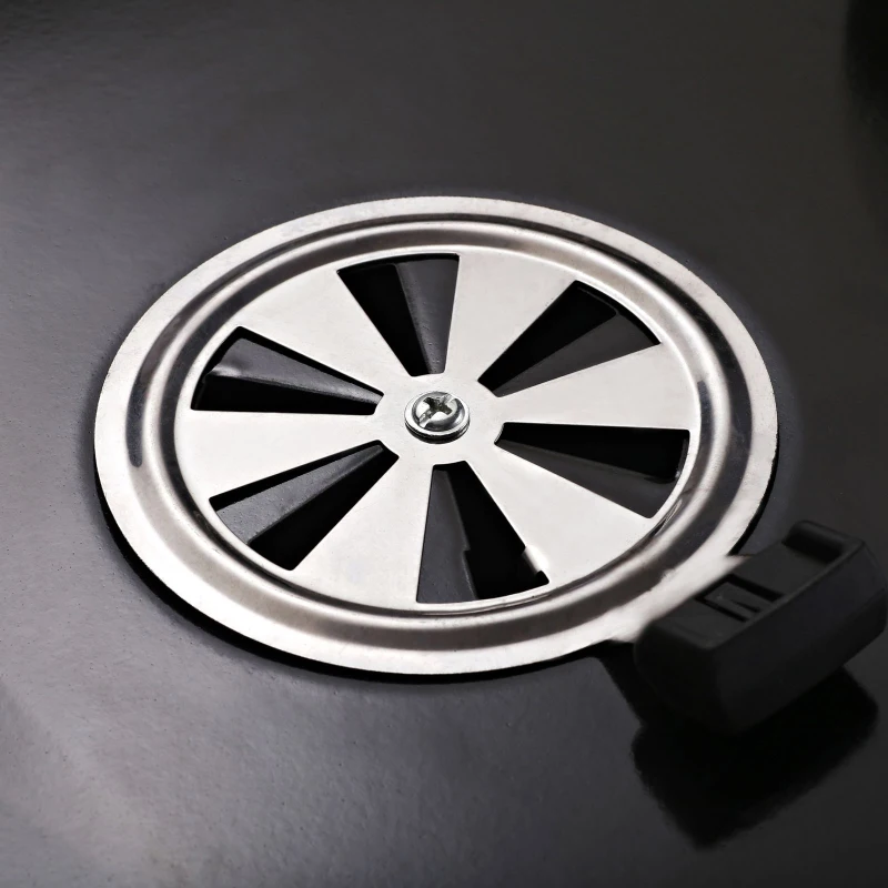 Outsunny Barbecue in Acciaio con 2 Ruote, Coperchio, Ventola Controllo Calore, Gambe Pieghevoli | Nero | 57x70x86cm