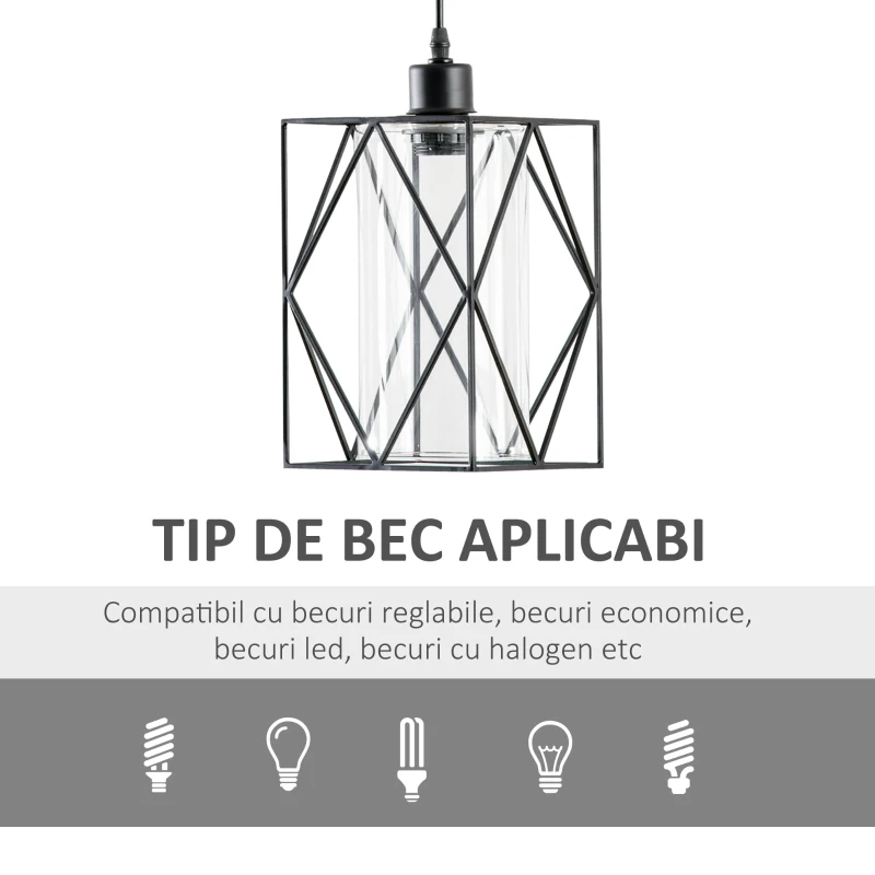 HOMCOM Lampadar Vintage Stil Industrial Lampadar de salon negru reglabil