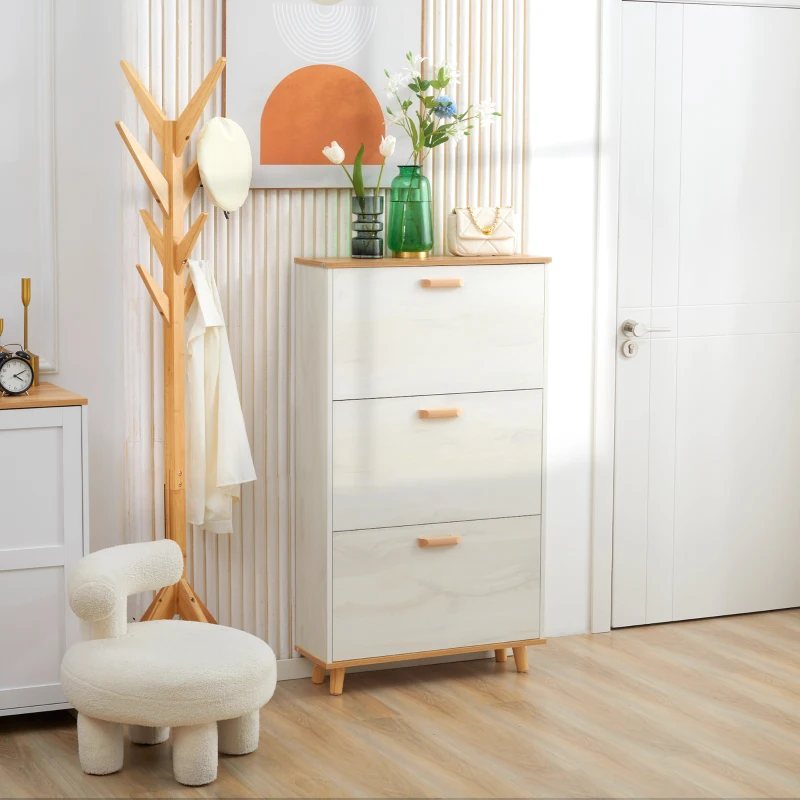 Homcom Dulap Pantofi Alb 70×23,5×122 cm – Sertare & Rafturi Reglabile(m-8)