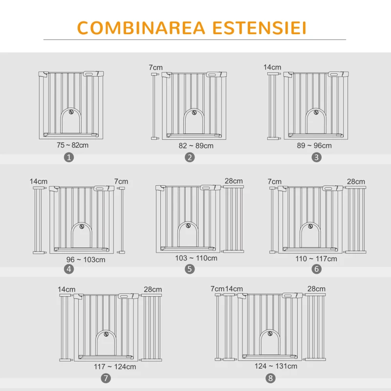 PawHut Poarta Caini – Extensibila cu inchidere Automata