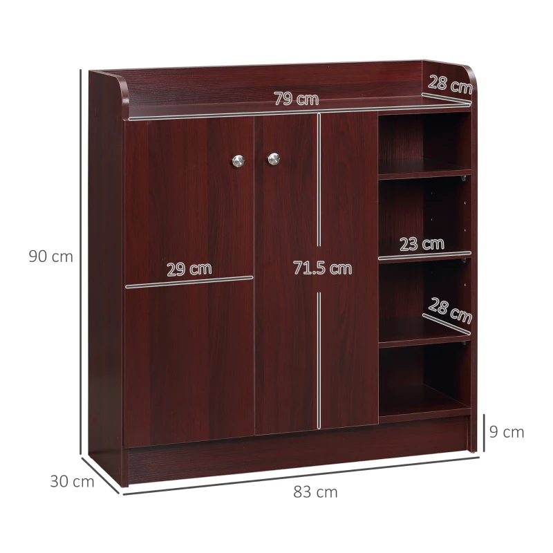 Homcom Dulap Pantofi 83×30×90 cm – Lemn, 12 Perechi, Culoare Cafenie(m-3)