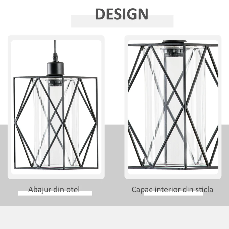 HOMCOM Lampadar Vintage Stil Industrial Lampadar de salon negru reglabil