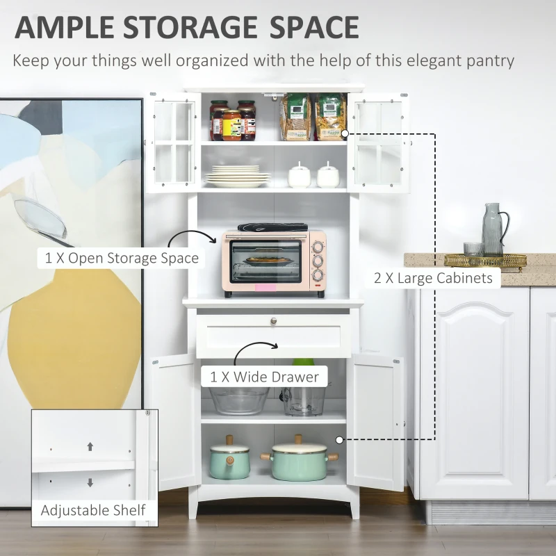 Homcom Dulap inalt 68×40×164 cm – Compartimente si Rafturi pentru Bucatarie(m-4)