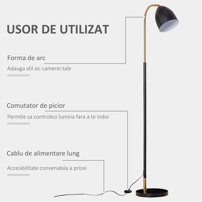 Lampa de podea HOMCOM, 43x28x160 cm, negru