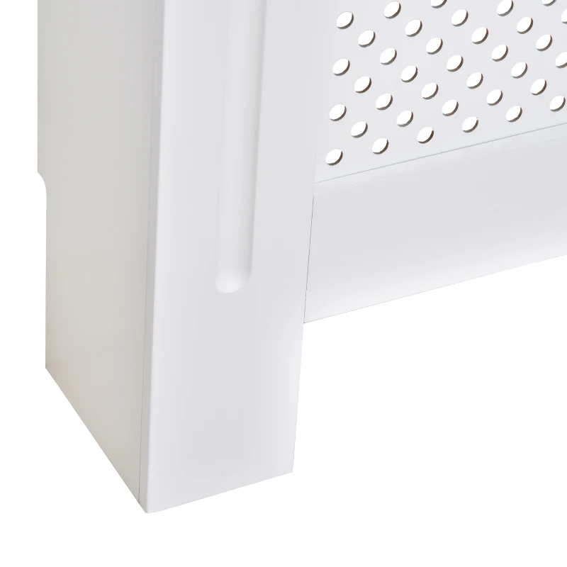 HOMCOM Masca Calorifer 78×82×19 cm – Lemn Alb cu Grilaj Decorativ(m-8)