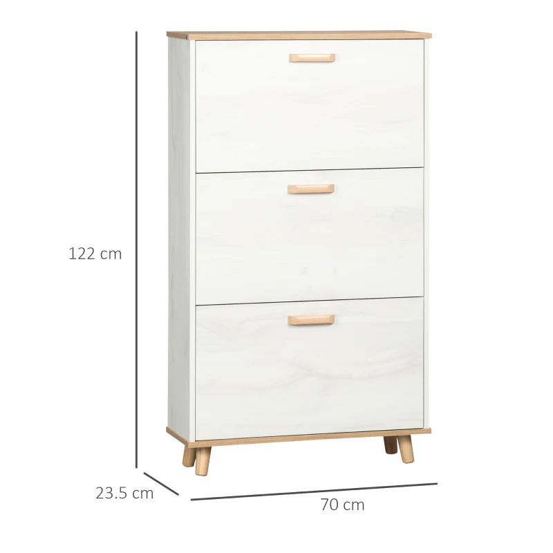 Homcom Dulap Pantofi Alb 70×23,5×122 cm – Sertare & Rafturi Reglabile(m-3)