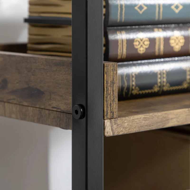 Homcom Biblioteca 5 Rafturi – Stil Industrial, Lemn & Metal