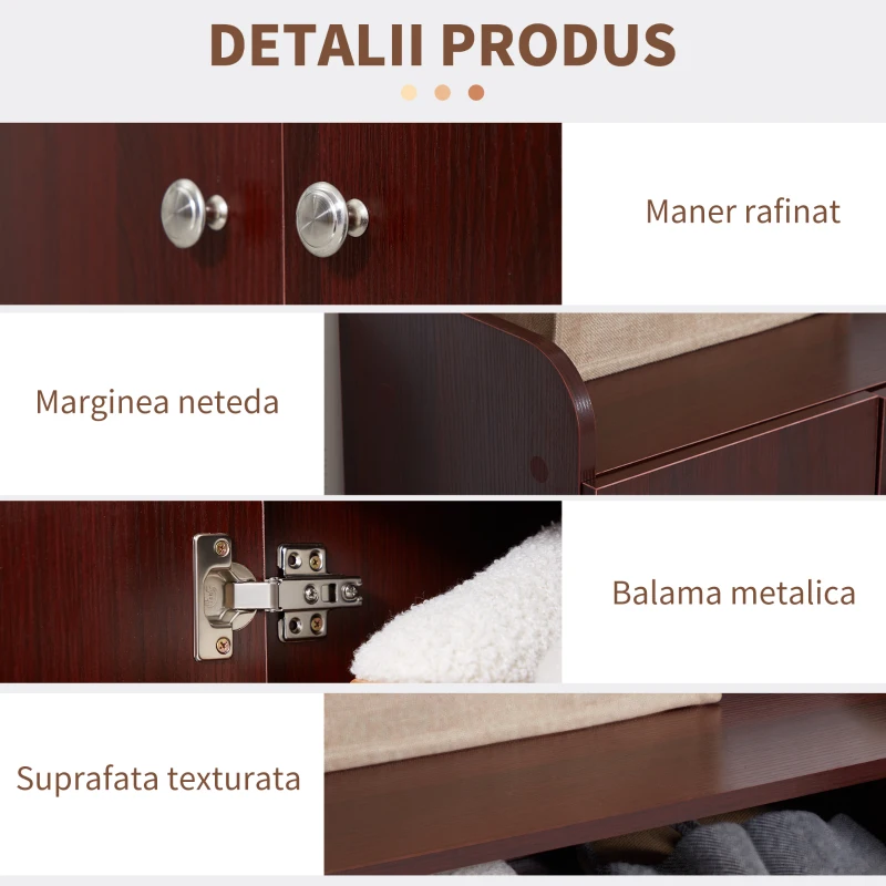 Homcom Dulap Pantofi 83×30×90 cm – Lemn, 12 Perechi, Culoare Cafenie(m-6)
