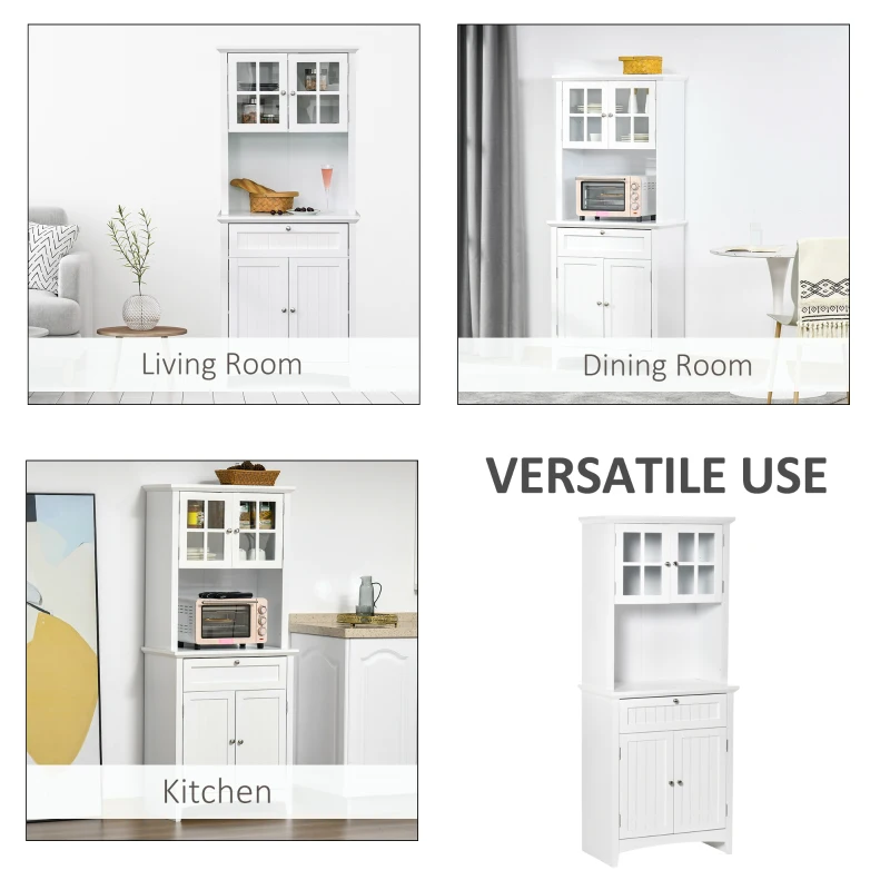 Homcom Dulap inalt 68×40×164 cm – Compartimente si Rafturi pentru Bucatarie(m-7)