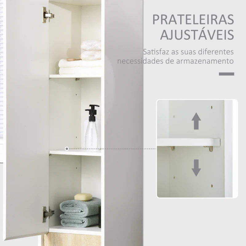 kleankin Coluna Casa de Banho Armário Auxiliar Casa de Banho de 5 Níveis com Prateleiras Ajustáveis 30x33x165cm Branco